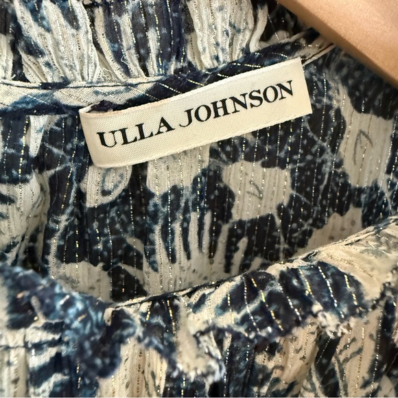 Ulla Johnson Navy and Cream Textured Dress With Metallic Details Size 6 - Picture 6 of 11